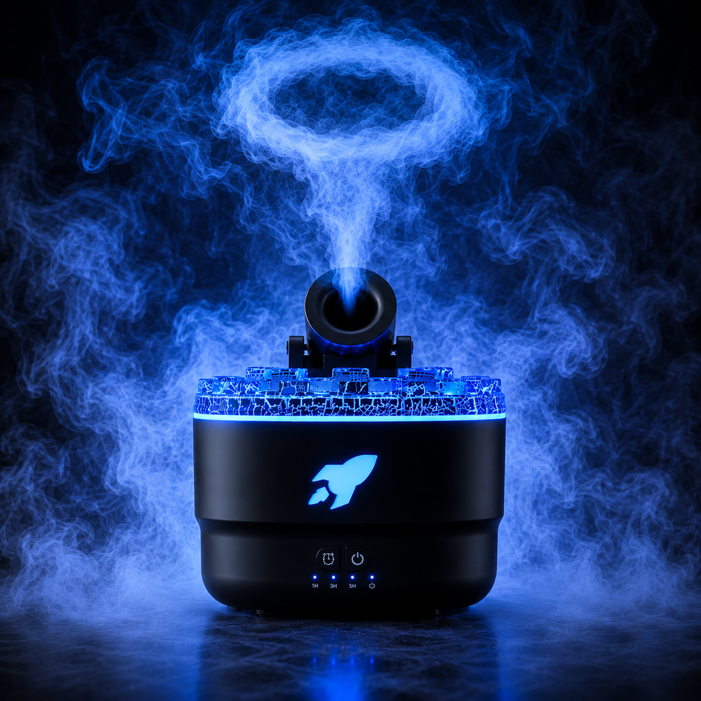 Volcano Flame Aroma Diffuser Smoke Ring Humidifier with Crack Light