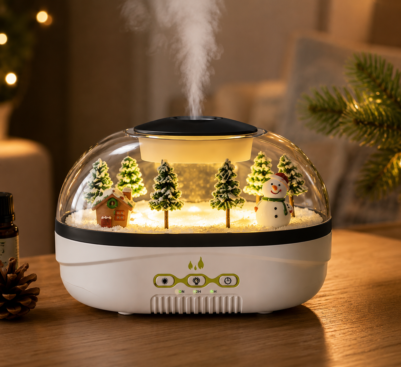Snow Globe Aroma Diffuser – Ultrasonic Humidifier with LED Night Light