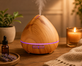 Wood Grain Essential Oil Diffuser – Ultrasonic Humidifier with LED Light