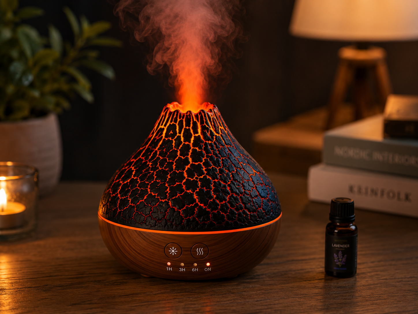 Volcano Mist Aroma Diffuser – Ultrasonic Essential Oil Humidifier with LED Light
