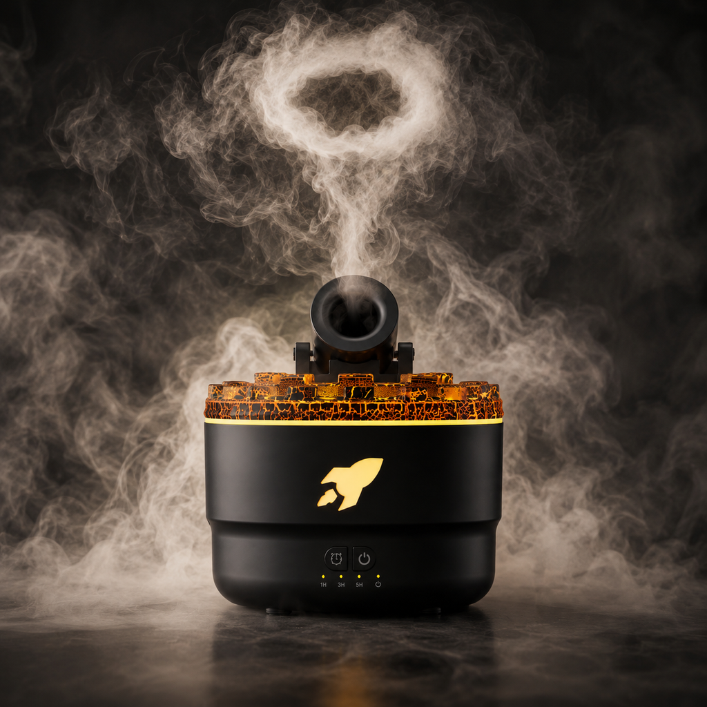 Volcano Flame Aroma Diffuser Smoke Ring Humidifier with Crack Light