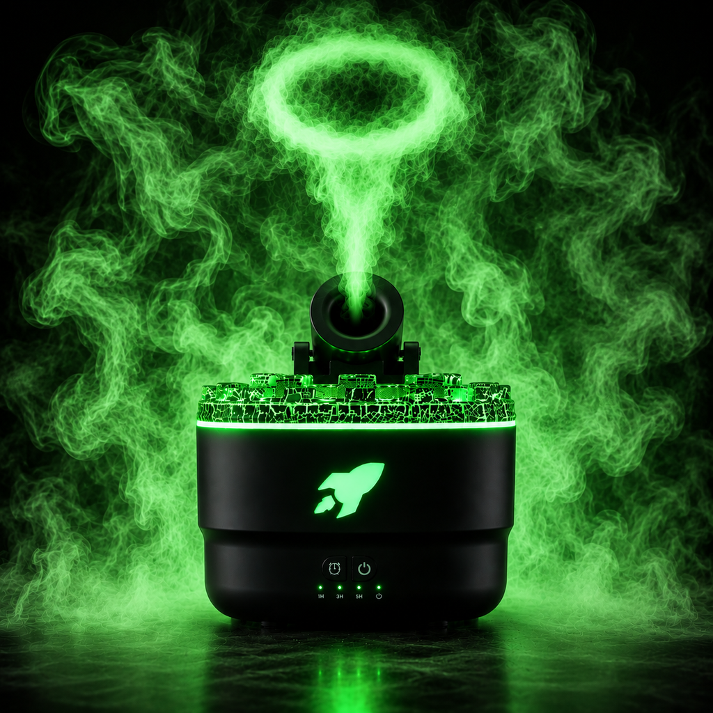 Volcano Flame Aroma Diffuser Smoke Ring Humidifier with Crack Light