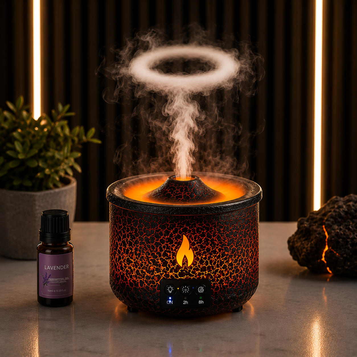 Volcano Flame Aroma Diffuser 360ml Smoke Ring Humidifier