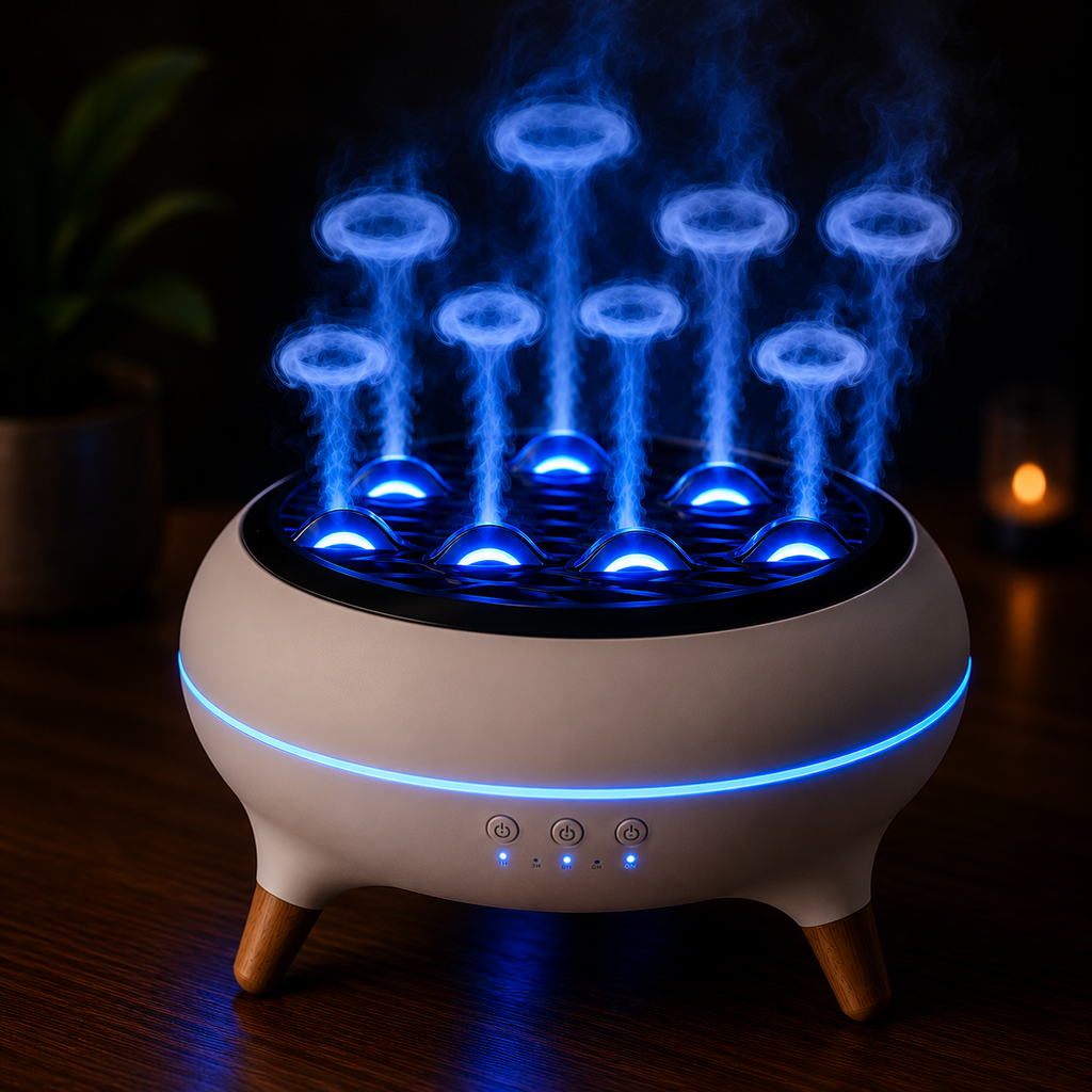 350ML Flame Aroma Diffuser with Remote Control Essential Oil Humidifier & 7-Color LED Night Light