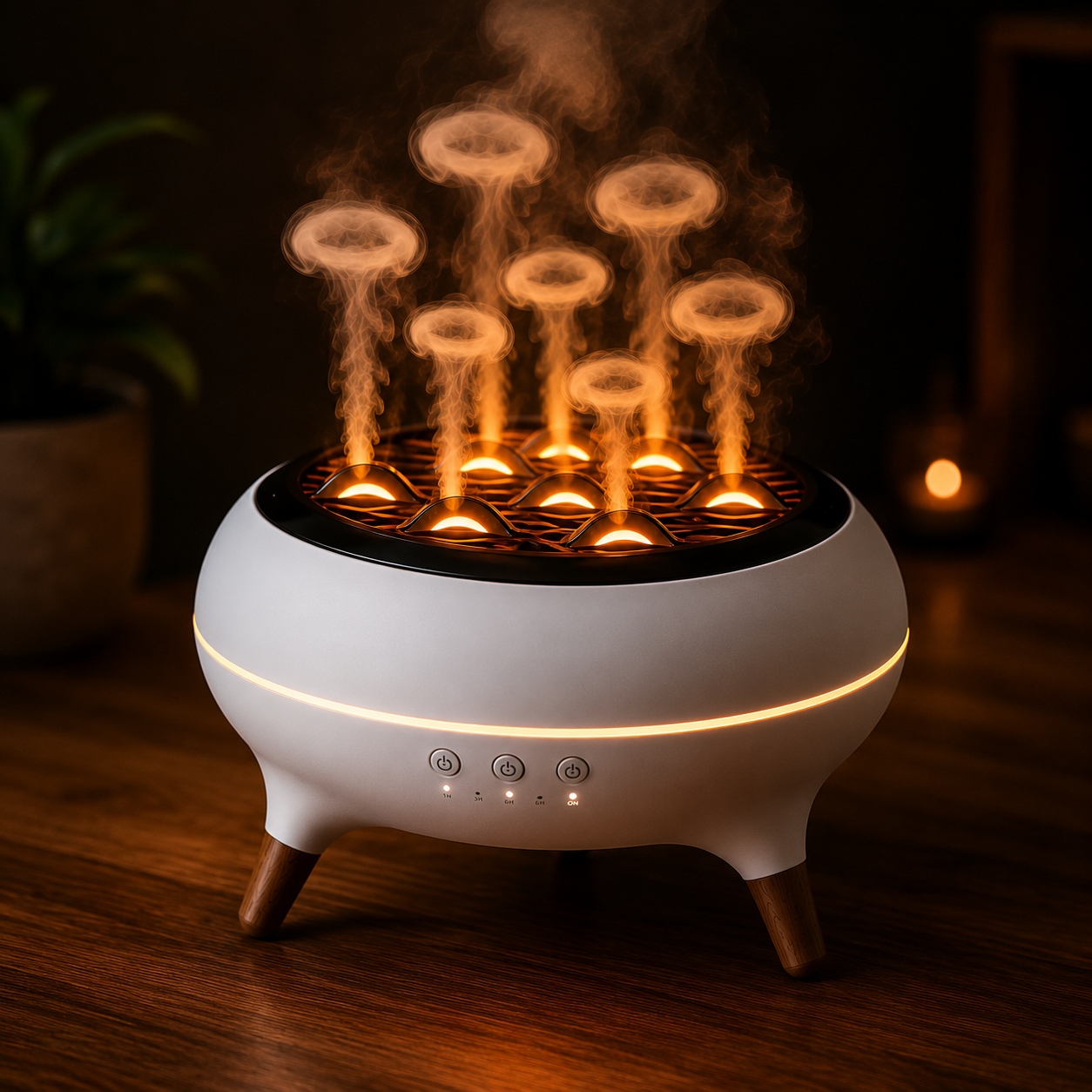 350ML Flame Aroma Diffuser with Remote Control Essential Oil Humidifier & 7-Color LED Night Light